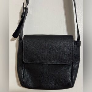 Vintage Roots Black Pebbled Leather Shoulder Bag
